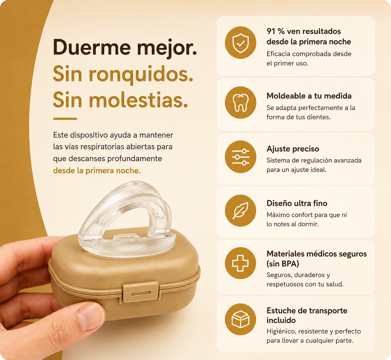 Duerme tranquilo y ayuda a reducir los ronquidos desde la primera noche