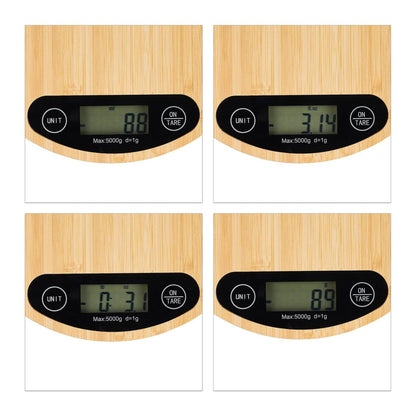 Balanza Digital de Cocina de Bambú 5Kg con Pantalla LCD y Función Tara